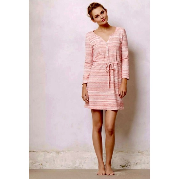 Anthropologie Dresses & Skirts - Anthropologie SATURDAY SUNDAY Poppy Chemise Pink Spacedye Knit Dress Medium